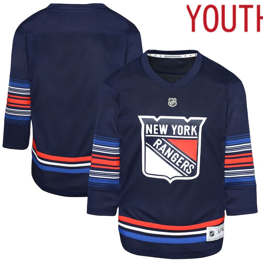 Youth New York Rangers Navy Alternate Replica NHL Jersey->customized mlb jersey->Custom Jersey